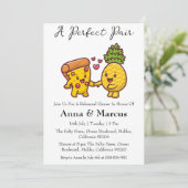 Pizza & Ananas perfekte Paare Brautspeise Einladung (Stehend Vorderseite)