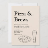 Pizza and Brews Beer Lässige Paare Brautparty Einladung (Vorderseite)