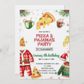 Pizza and Pajamas Christmas Invitation Einladung (Vorne/Hinten)
