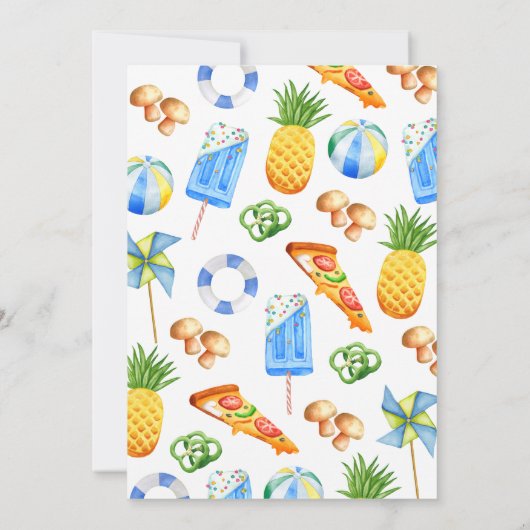 Pizza and Pool Birthday Party Einladung (Rückseite)