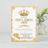Pizza and Princesses party Invitation Einladung (Stehend Vorderseite)