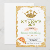 Pizza and Princesses party Invitation Einladung (Vorne/Hinten)