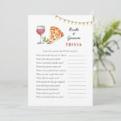 Pizza and Wine Brautparty Trivia games Einladung (Stehend Vorderseite)