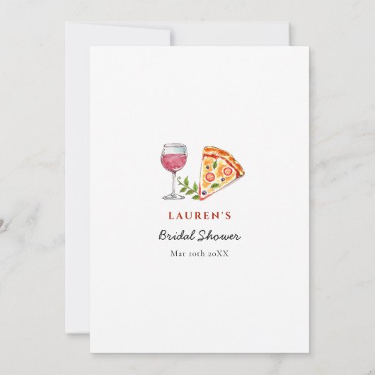 Pizza and Wine Brautparty Trivia games Einladung (Rückseite)