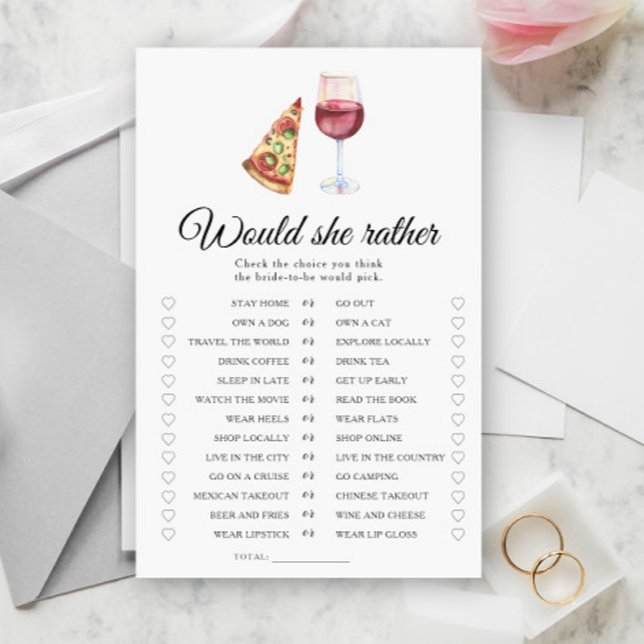 Pizza and Wine Bridal shower Would she rather (Von Creator hochgeladen)