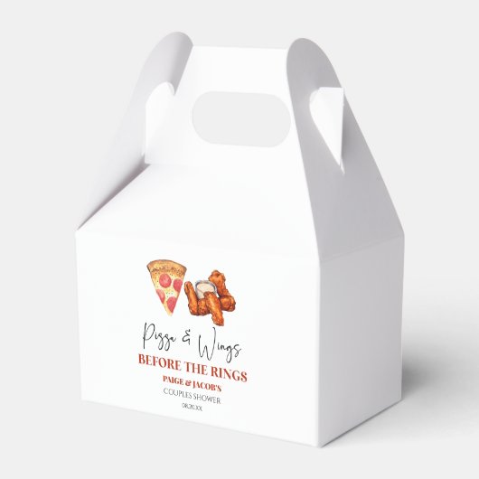 Pizza and Wings Before The Rings Couples Shower Geschenkschachtel (Vorderseite)