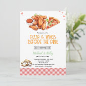 Pizza and Wings Before The Rings Invitation Einladung (Stehend Vorderseite)