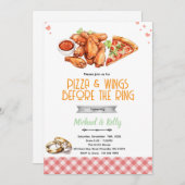 Pizza and Wings Before The Rings Invitation Einladung (Vorne/Hinten)