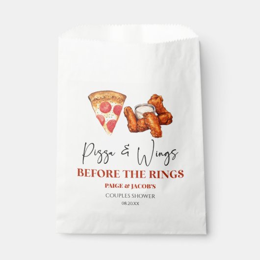 Pizza and Wings Before The Wings Couples Shower Geschenktütchen (Vorderseite)