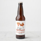 Pizza and Wings Birthday Party Bierflaschenetikett (Vorderseite)