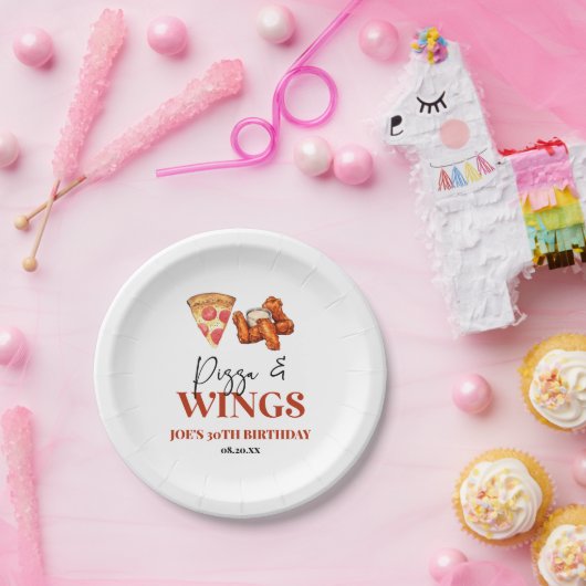 Pizza and Wings Birthday Party Pappteller (Party)