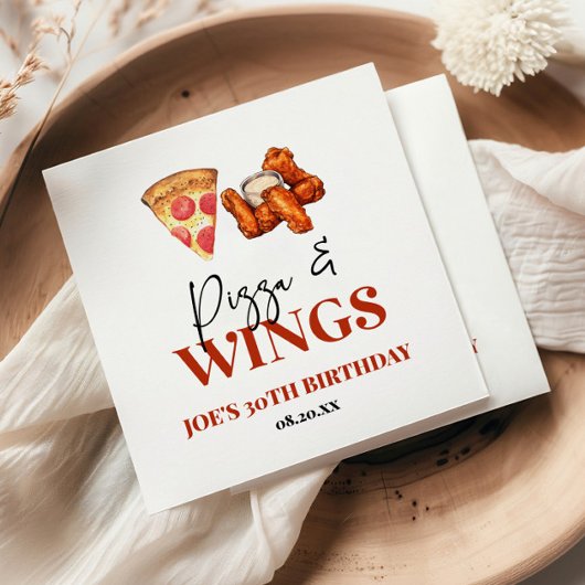 Pizza and Wings Birthday Party Serviette
