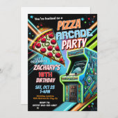 Pizza Arcade Party Einladung für Kinder (Vorne/Hinten)