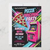 Pizza Arcade Party Einladung für Kinder (Vorderseite)