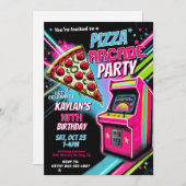 Pizza Arcade Party Einladung für Kinder (Vorne/Hinten)