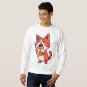 Pizza Attack Cat - Orange Kitty Sweatshirt (Vorne ganz)