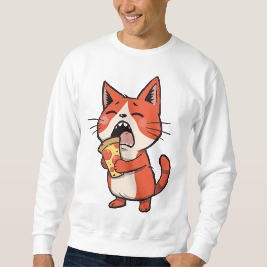 Pizza Attack Cat - Orange Kitty Sweatshirt (Vorderseite)