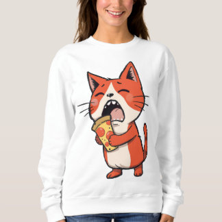 Pizza Attack Cat - Orange Kitty Sweatshirt