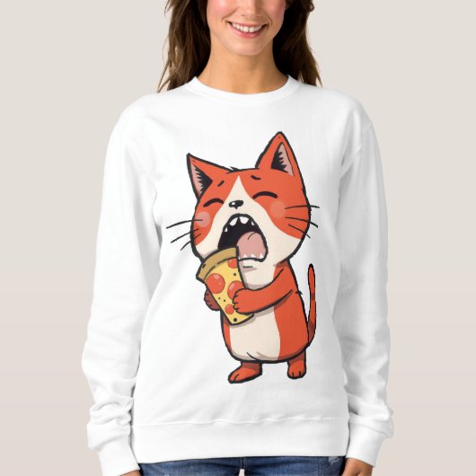 Pizza Attack Cat - Orange Kitty Sweatshirt (Vorderseite)