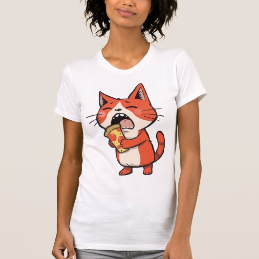 Pizza Attack Cat - Orange Kitty T-Shirt (Vorderseite)