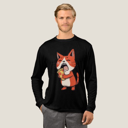 Pizza Attack Cat - Orange Kitty Tri-Blend Shirt (Volle Vorderseite)