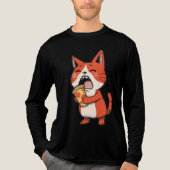 Pizza Attack Cat - Orange Kitty Tri-Blend Shirt (Vorderseite)
