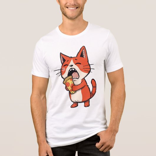 Pizza Attack Cat - Orange Kitty Tri-Blend Shirt (Vorderseite)