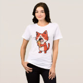 Pizza Attack Cat - Orange Kitty Tri-Blend Shirt (Vorderseite voll)