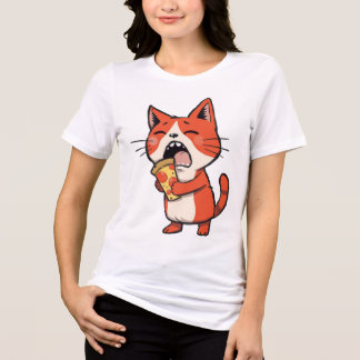 Pizza Attack Cat - Orange Kitty Tri-Blend Shirt