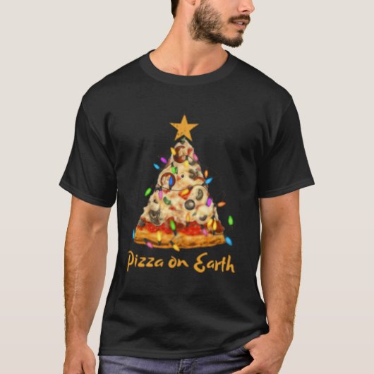 Pizza auf Eh-Stück-Baum mit Licht T-Shirt (Vorderseite)