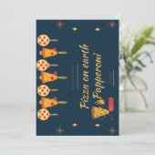 Pizza auf Erden Pepperoni Einladungskarte Einladung (Stehend Vorderseite)