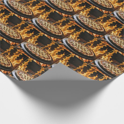 Pizza aus Holz Geschenkpapier (Ecke)