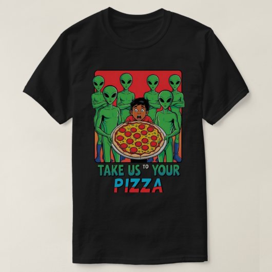Pizza Außerirdischen blass Mens T-Shirt (Design vorne)