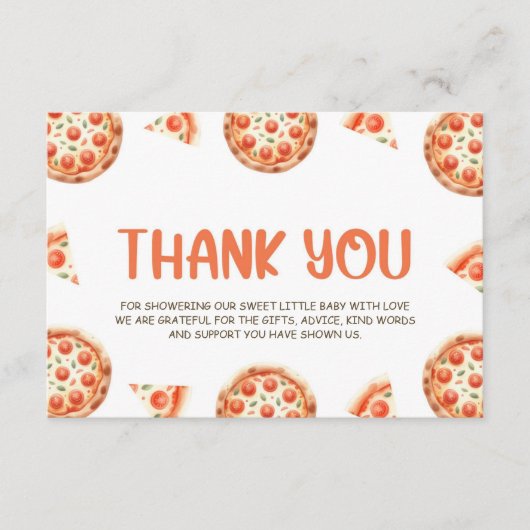Pizza Baby Dusche Danke Karte (Vorderseite)