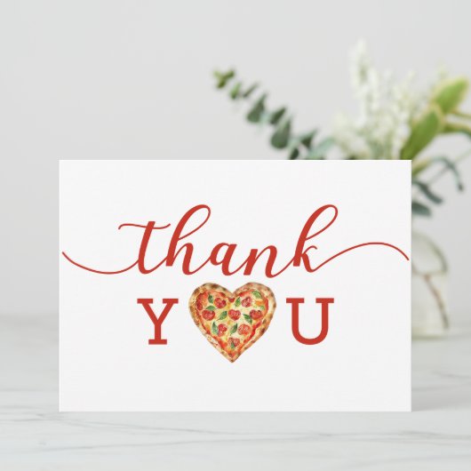 Pizza Baby Dusche Danke Karte - Thema Fun Food (Stehend Vorderseite)