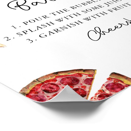 Pizza Baby Dusche Momosa Bar Sign Poster (Ecke)