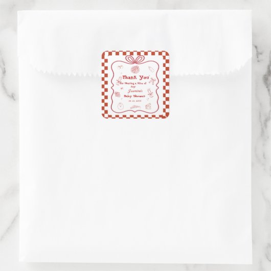 Pizza Baby Dusche Party Quadratischer Aufkleber (Tasche)