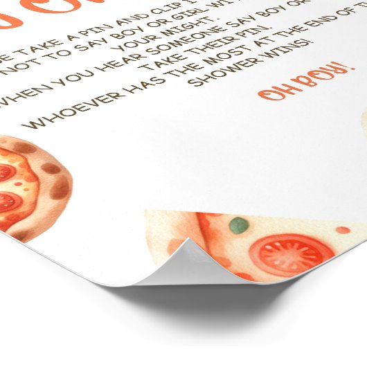 Pizza Baby Dusche sagt nicht, Junge oder Mädchen s Poster (Ecke)