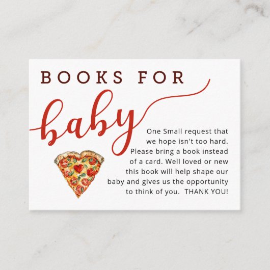 Pizza Baby Showbook Request Card - Bücher für Ba Begleitkarte (Vorderseite)