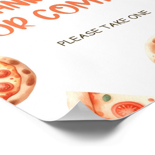 Pizza Baby Shower Danke für Ihr Kommen Poster (Ecke)