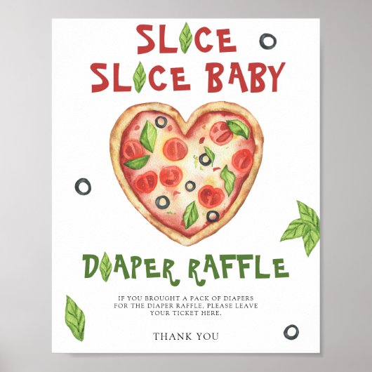 Pizza baby shower - diaper raffle poster (Vorne)