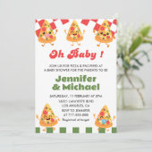 Pizza Baby Shower Einladung Oh Baby Schnuller (Stehend Vorderseite)
