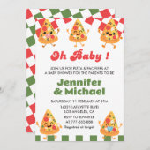 Pizza Baby Shower Einladung Oh Baby Schnuller (Vorne/Hinten)