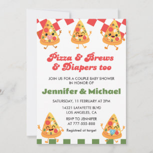 Pizza Baby Shower Einladungen Pizza Beer Diapers