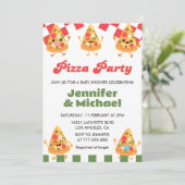 Pizza Baby Shower Einladungen Pizza Party Schnulle (Stehend Vorderseite)