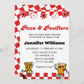 Pizza Baby Shower Einladungen Pizza und Schnuller (Vorne/Hinten)