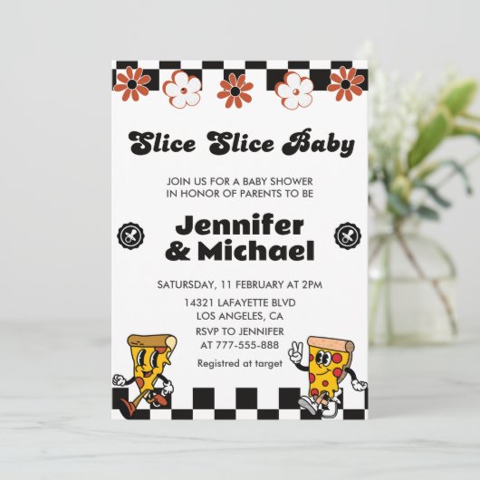 Pizza Baby Shower Einladungen Slice Slice Baby (Stehend Vorderseite)