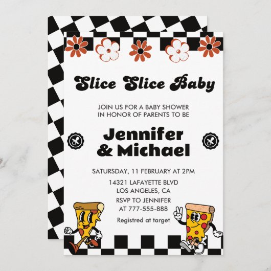 Pizza Baby Shower Einladungen Slice Slice Baby (Vorne/Hinten)