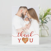 Pizza Baby Shower Foto Danke Karte - Fun Co-ed (Stehend Vorderseite)