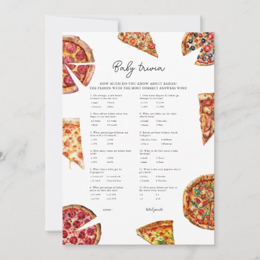 Pizza Baby Trivia Baby Showkarte Einladung (Vorderseite)